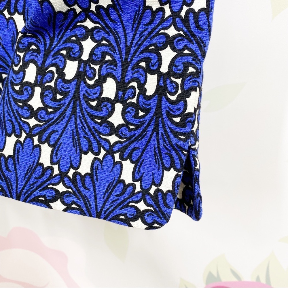 NEW Donna Morgan Cobalt Blue Ivory Multi Print Sheath Dress 4 - Picture 7 of 13